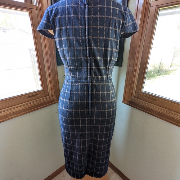 ModCloth Navy Plaid for Good Lecture Sheath Midi Dress with Pockets Size Large - Picture 7 of 7